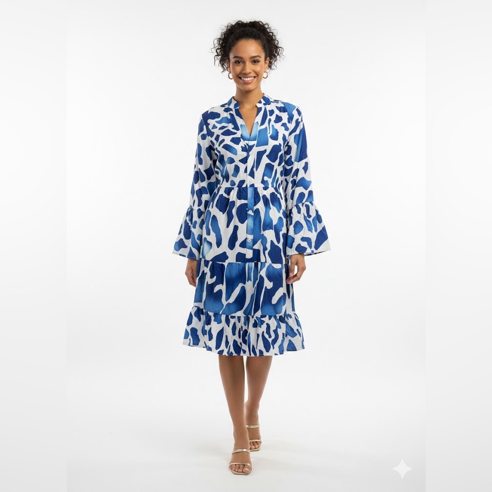 STYLEWE Blue and White Patterned Dress